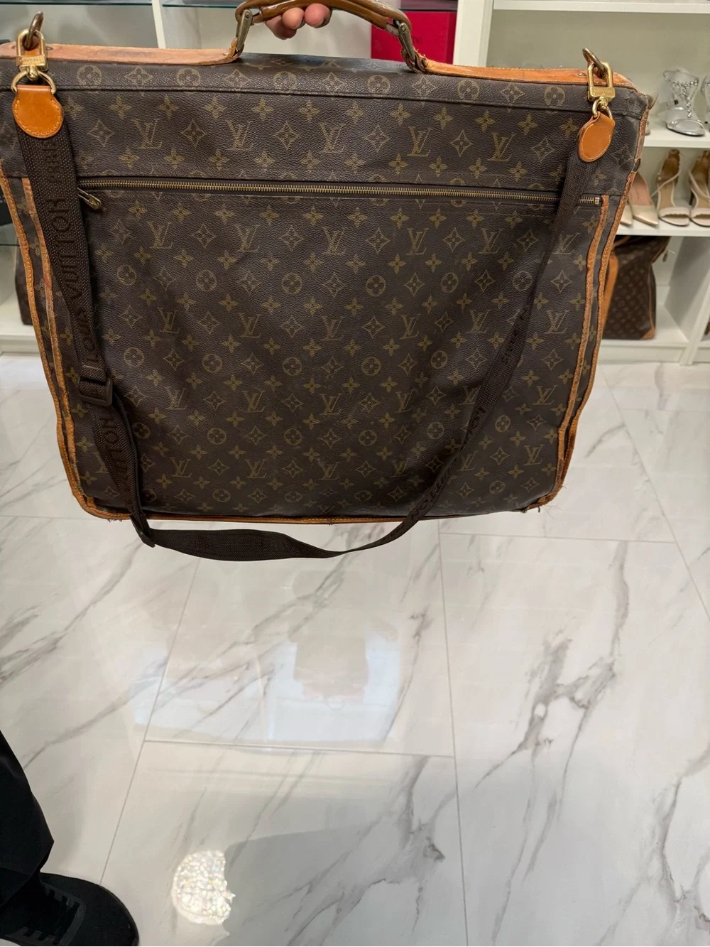 Louis Vuitton Monogram Canvas Travel Garment Bag with Tan Trim